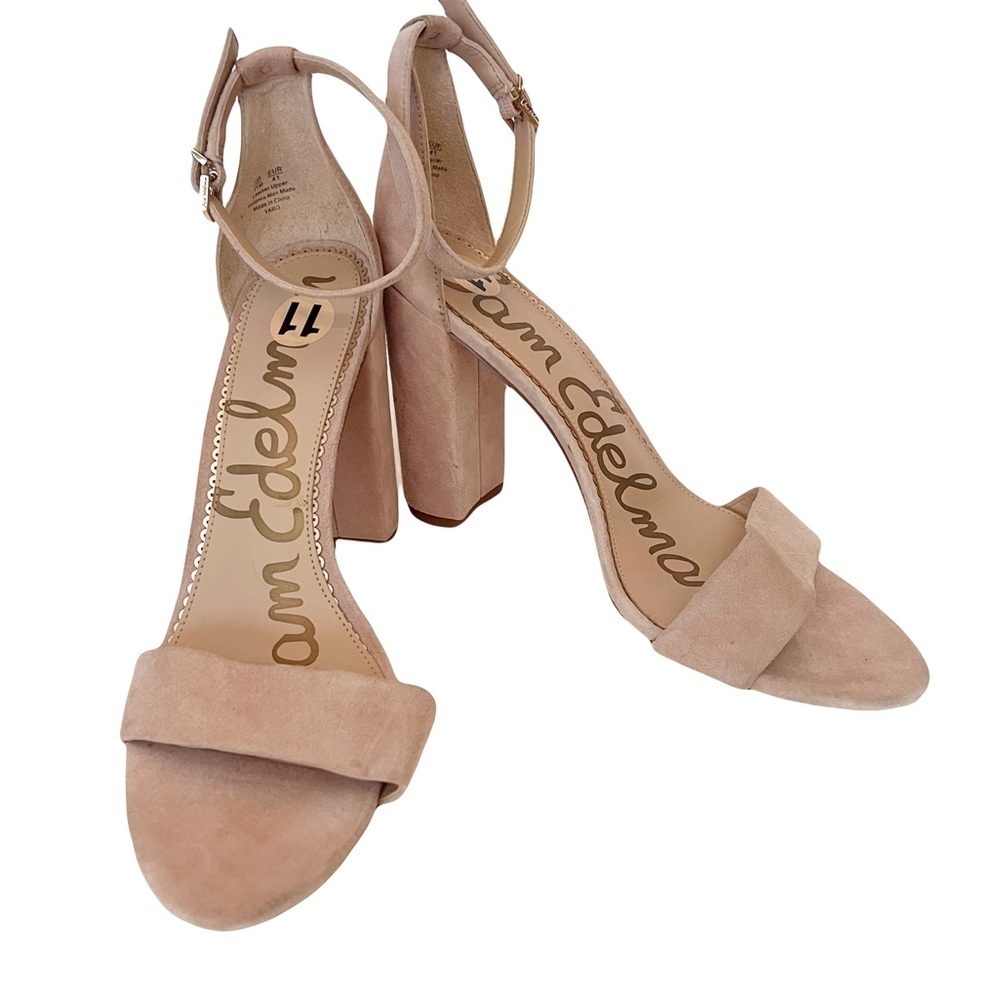 Sam Edelman Yaro Ankle Strap Block Heel Suede Sandals Size 11
